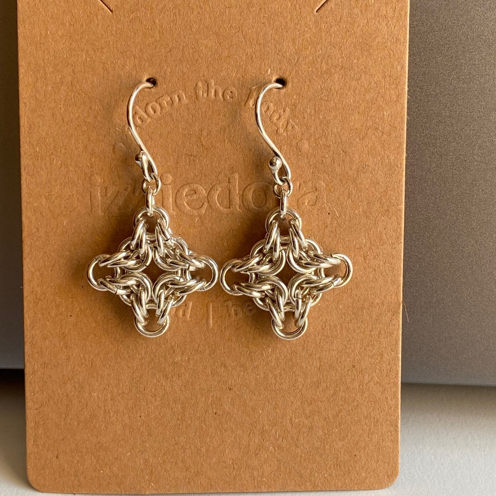 Sterling Silver Byzantine Diamond Earring